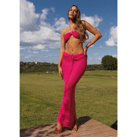 NWT BANANHOT *Revolve* ARIA HOT PINK - TOP - Knit Bandeau Top - Picture 2 of 12